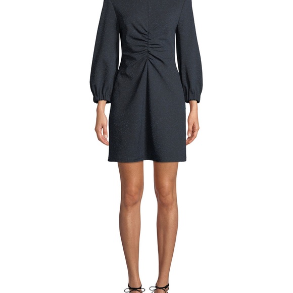 Tibi Black Eclipse Pique Ruched Multi Puff Sleeve Mini Cocktail Dress - Picture 4 of 8